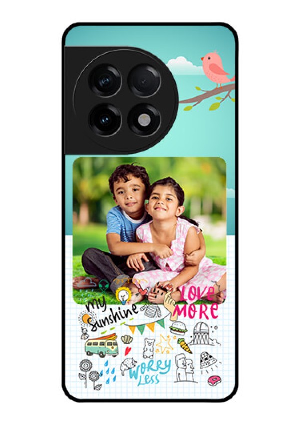 OnePlus 11R 5G Photo Printing on Glass Case - Doodle love Design
