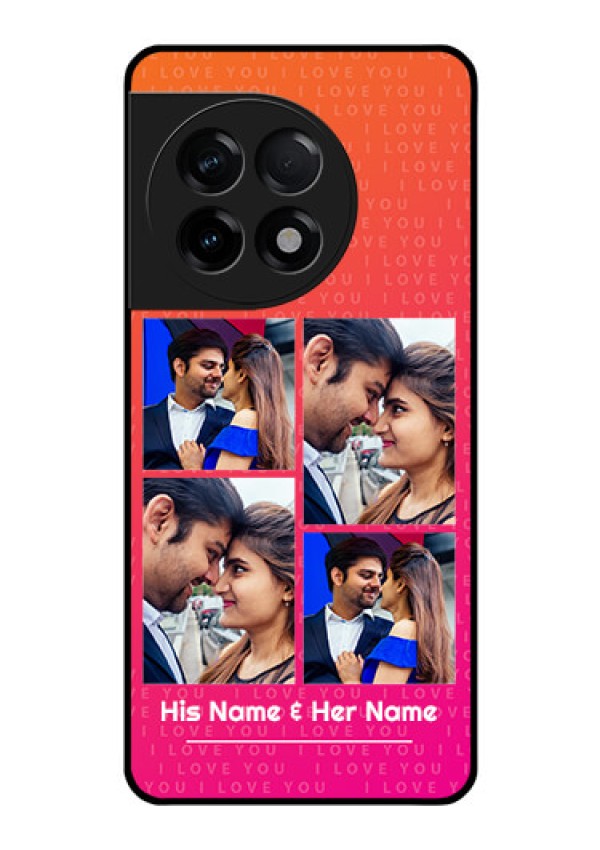 OnePlus 11R 5G Custom Glass Phone Case - I Love You Pink Design
