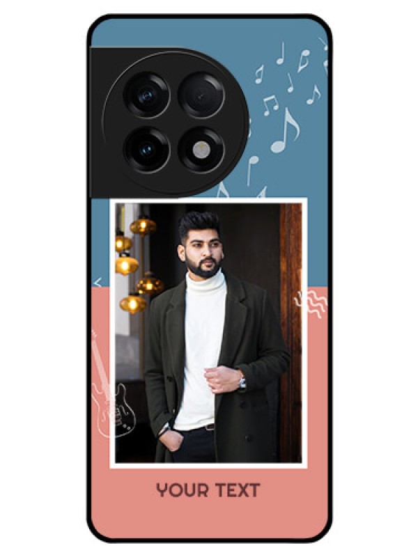 Custom OnePlus 11R 5G Photo Printing on Glass Case - with Color Musical Note Design