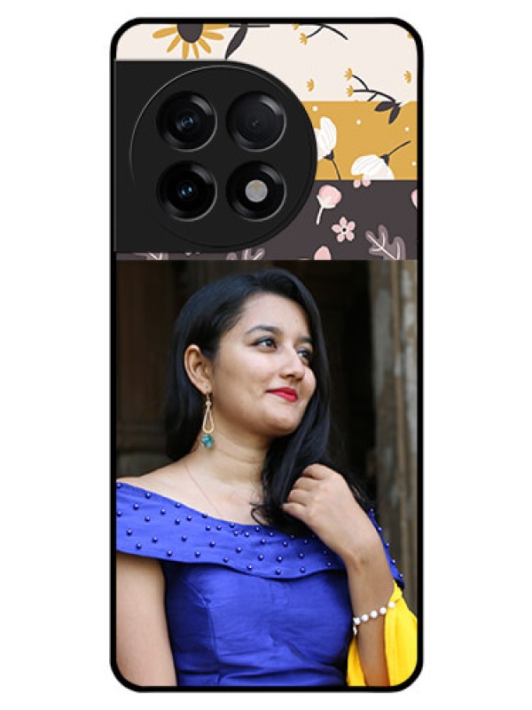 Custom OnePlus 11R 5G Custom Glass Phone Case - Stylish Floral Design