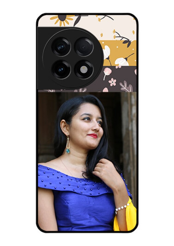 OnePlus 11R 5G Custom Glass Phone Case - Stylish Floral Design