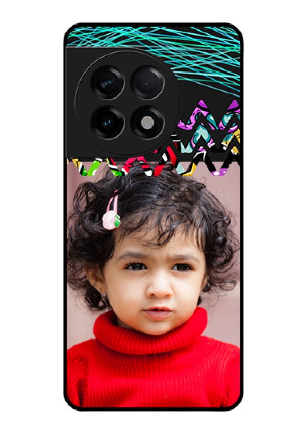OnePlus 11R 5G Personalized Glass Phone Case - Neon Abstract Design