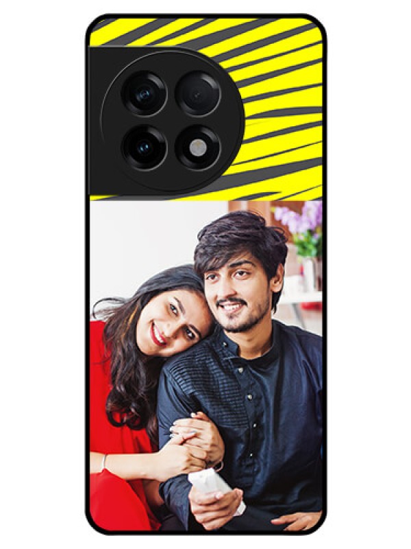 Custom OnePlus 11R 5G Photo Printing on Glass Case - Yellow Abstract Design