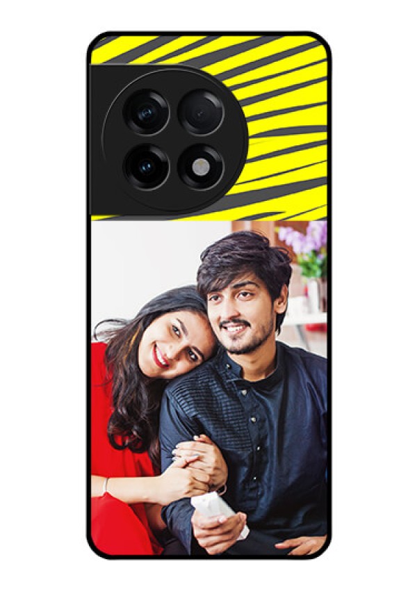 OnePlus 11R 5G Photo Printing on Glass Case - Yellow Abstract Design