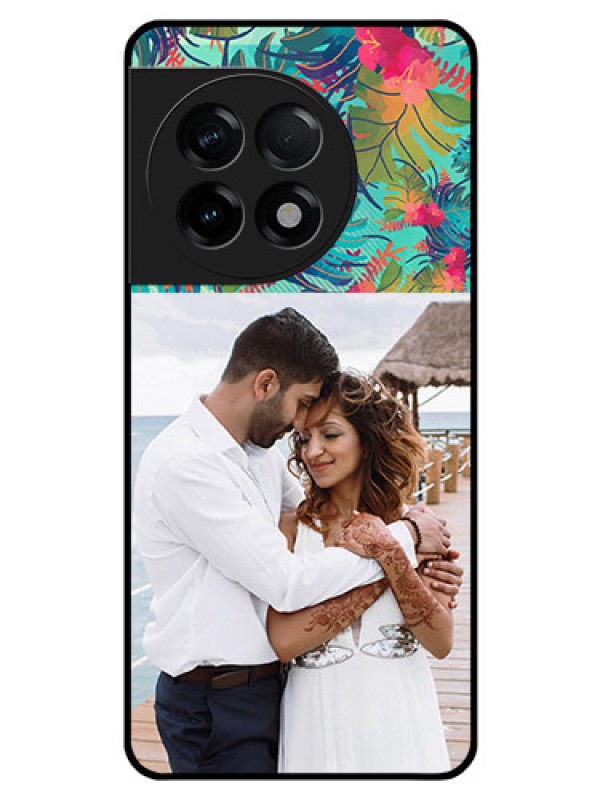 Custom OnePlus 11R 5G Photo Printing on Glass Case - Watercolor Floral Design