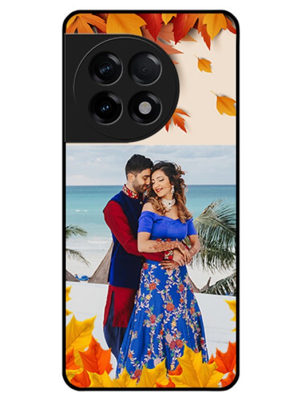 Custom OnePlus 11R 5G Photo Printing on Glass Case - Autumn Maple Leaves Design