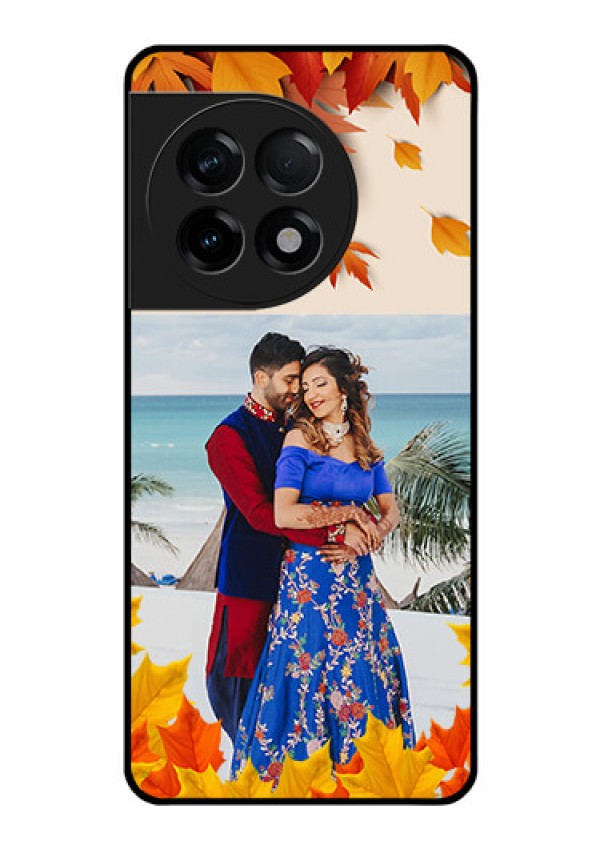 OnePlus 11R 5G Photo Printing on Glass Case - Autumn Maple Leaves Design