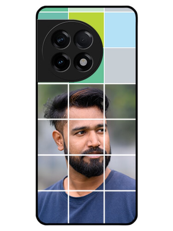 Custom OnePlus 11R 5G Photo Printing on Glass Case - with white box pattern