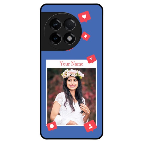 OnePlus 11R 5G Custom Glass Phone Case - Like Share And Comment Design