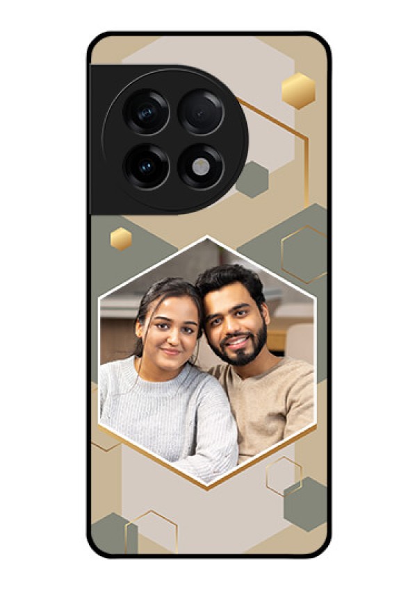 OnePlus 11R 5G Photo Printing on Glass Case - Stylish Hexagon Pattern Design