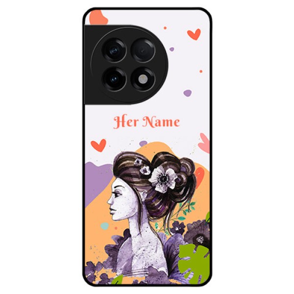 OnePlus 11R 5G Personalized Glass Phone Case - Woman And Nature Design