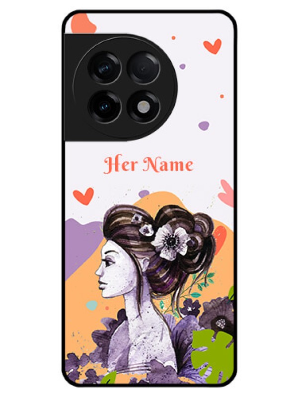 Custom OnePlus 11R 5G Personalized Glass Phone Case - Woman And Nature Design