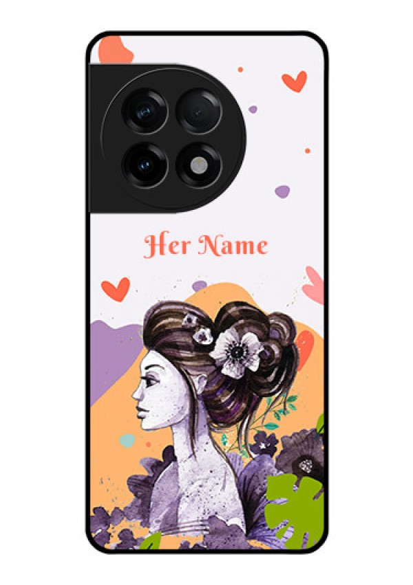 OnePlus 11R 5G Personalized Glass Phone Case - Woman And Nature Design
