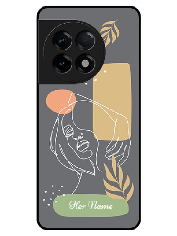 Custom OnePlus 11R 5G Custom Glass Phone Case - Gazing Woman line art Design