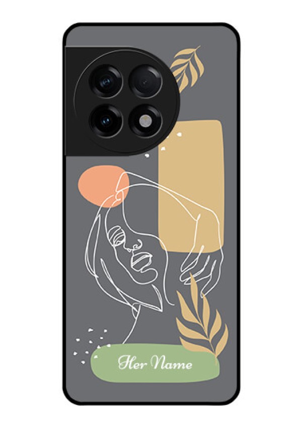 OnePlus 11R 5G Custom Glass Phone Case - Gazing Woman line art Design