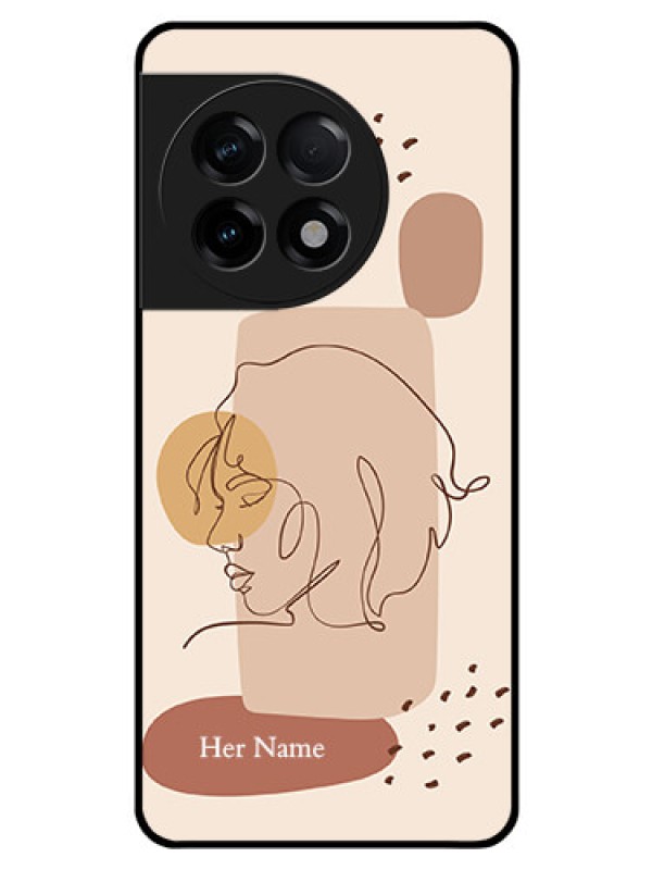 Custom OnePlus 11R 5G Photo Printing on Glass Case - Calm Woman line art Design