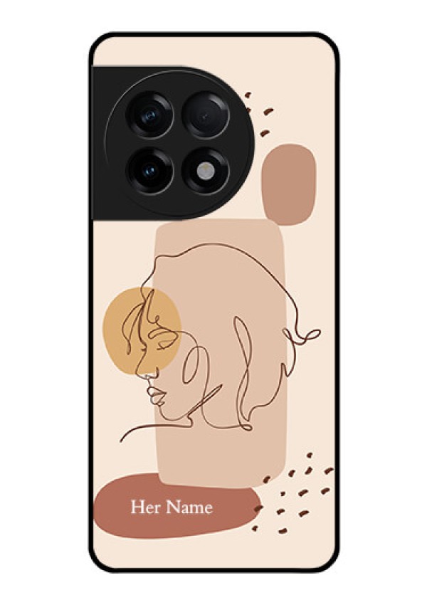 OnePlus 11R 5G Photo Printing on Glass Case - Calm Woman line art Design
