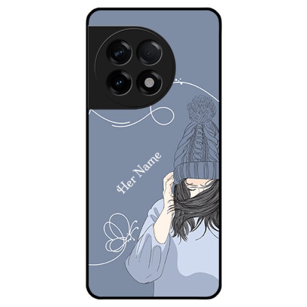 OnePlus 11R 5G Custom Glass Mobile Case - Girl in winter outfit Design OnePlus 11R 5G Custom Glass Mobile Case - Girl in winter outfit Design