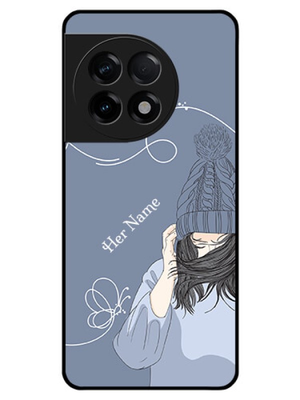 Custom OnePlus 11R 5G Custom Glass Mobile Case - Girl in winter outfit Design