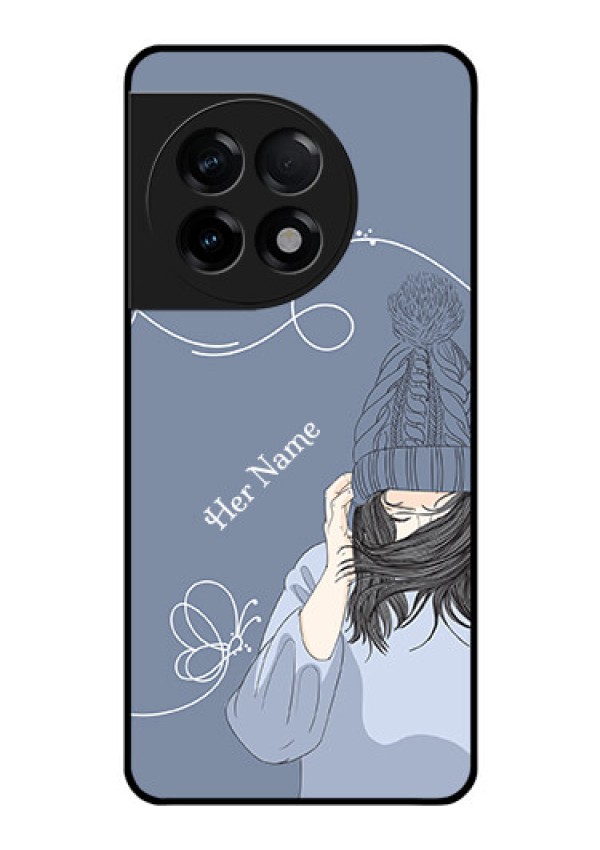 OnePlus 11R 5G Custom Glass Mobile Case - Girl in winter outfit Design