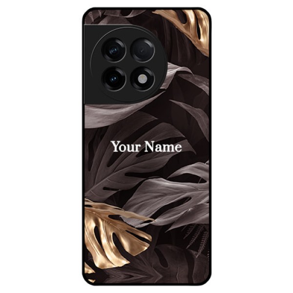 OnePlus 11R 5G Personalised Glass Phone Case - Wild Leaves digital paint Design