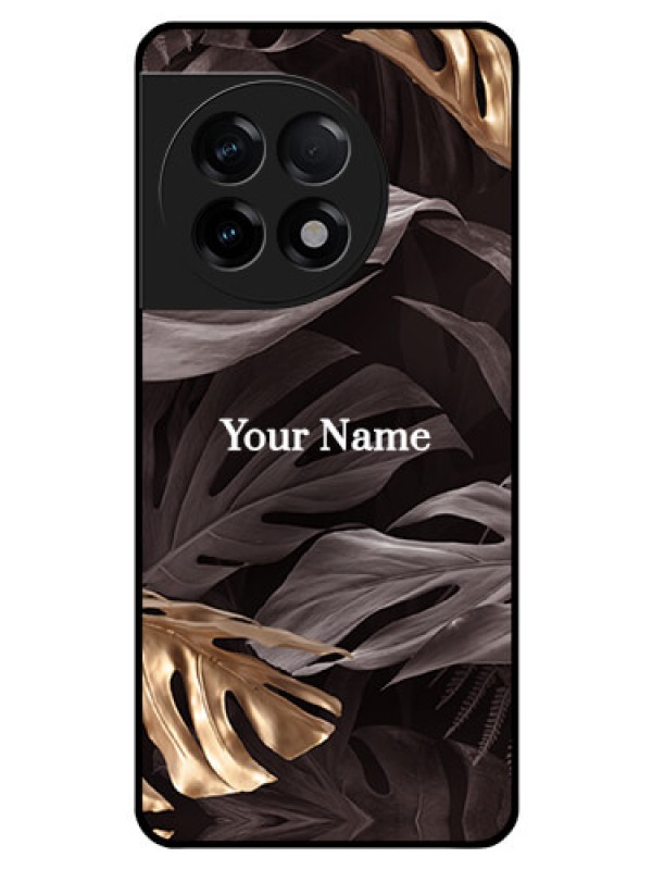 Custom OnePlus 11R 5G Personalised Glass Phone Case - Wild Leaves digital paint Design