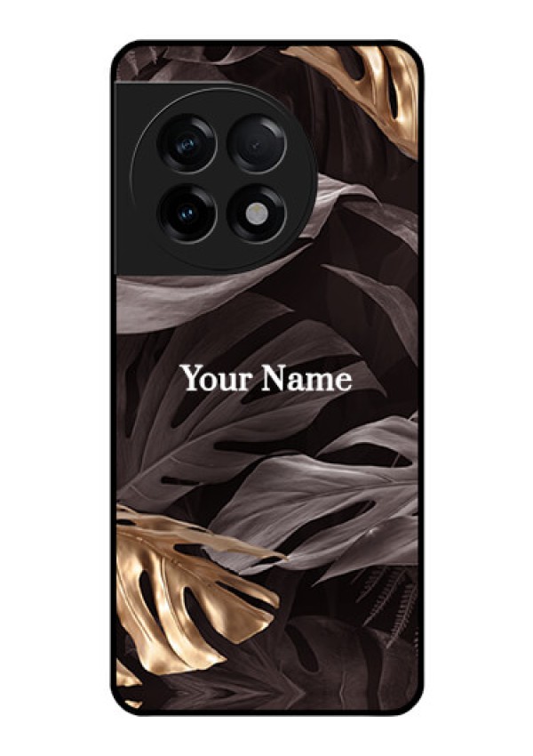 OnePlus 11R 5G Personalised Glass Phone Case - Wild Leaves digital paint Design