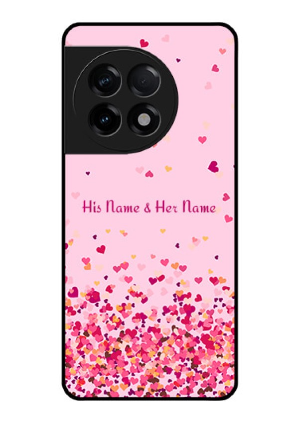 OnePlus 11R 5G Photo Printing on Glass Case - Floating Hearts Design