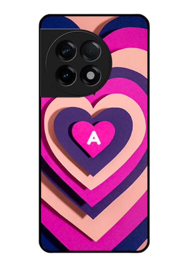 OnePlus 11R 5G Custom Glass Mobile Case - Cute Heart Pattern Design