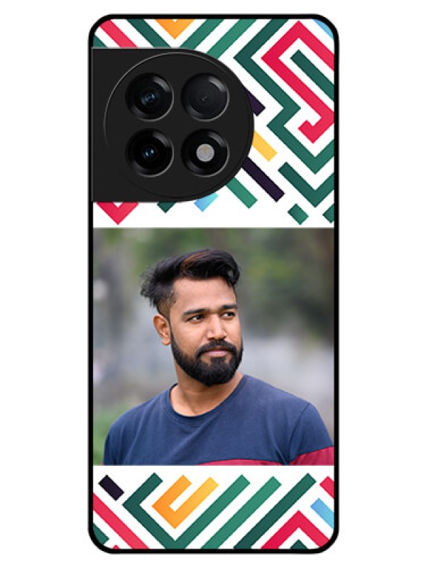 Custom OnePlus 11R 5G Personalized Glass Phone Case - Colorful Maze Pattern Design