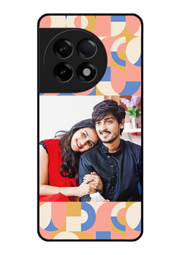 OnePlus 11R 5G Photo Printing on Glass Case - Semi-circle Maze Pattern Design