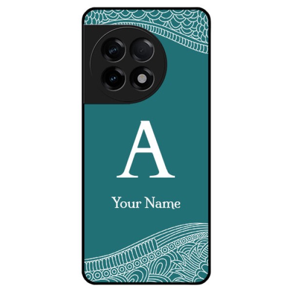OnePlus 11R 5G Personalized Glass Phone Case - line art pattern with custom name Design OnePlus 11R 5G Personalized Glass Phone Case - line art pattern with custom name Design