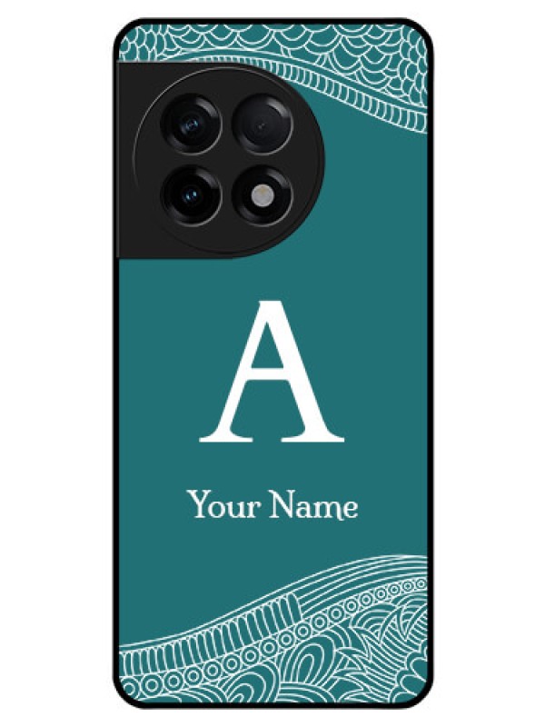 Custom OnePlus 11R 5G Personalized Glass Phone Case - line art pattern with custom name Design