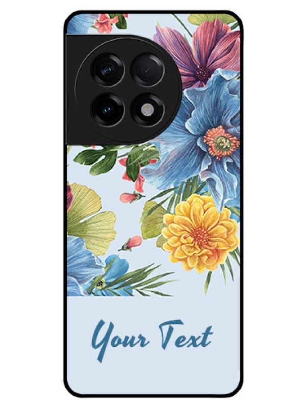 Custom OnePlus 11R 5G Custom Glass Mobile Case - Stunning Watercolored Flowers Painting Design
