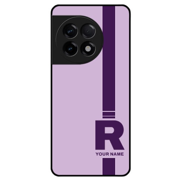 OnePlus 11R 5G Photo Printing on Glass Case - Simple dual tone stripe with name Design OnePlus 11R 5G Photo Printing on Glass Case - Simple dual tone stripe with name Design