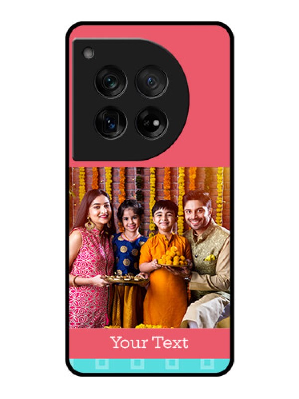 Custom OnePlus 12 5G Custom Glass Phone Case - Peach & Blue Color Design