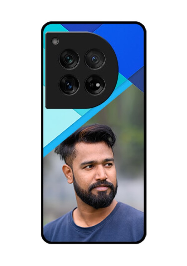 OnePlus 12 5G Custom Glass Phone Case - Blue Pattern Design