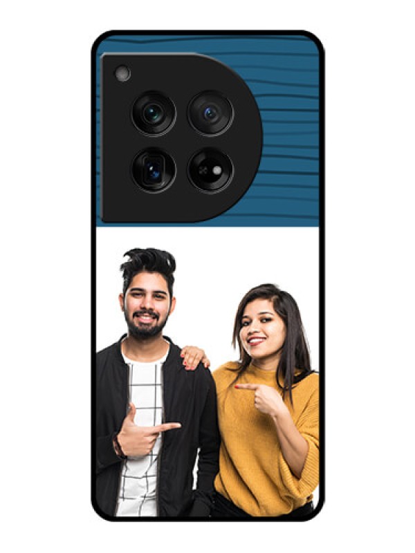 Custom OnePlus 12 5G Custom Glass Phone Case - Blue Pattern Cover Design