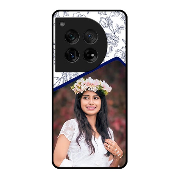 OnePlus 12 5G Custom Glass Phone Case - Classy Floral Design