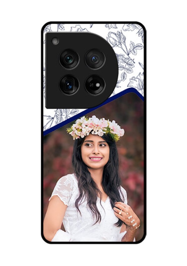 OnePlus 12 5G Custom Glass Phone Case - Classy Floral Design