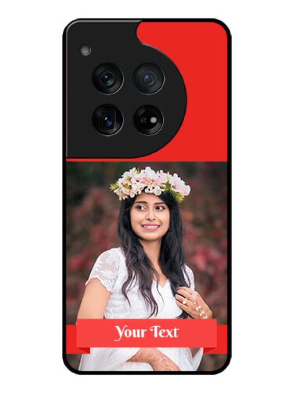 Custom OnePlus 12 5G Custom Glass Phone Case - Simple Red Color Design