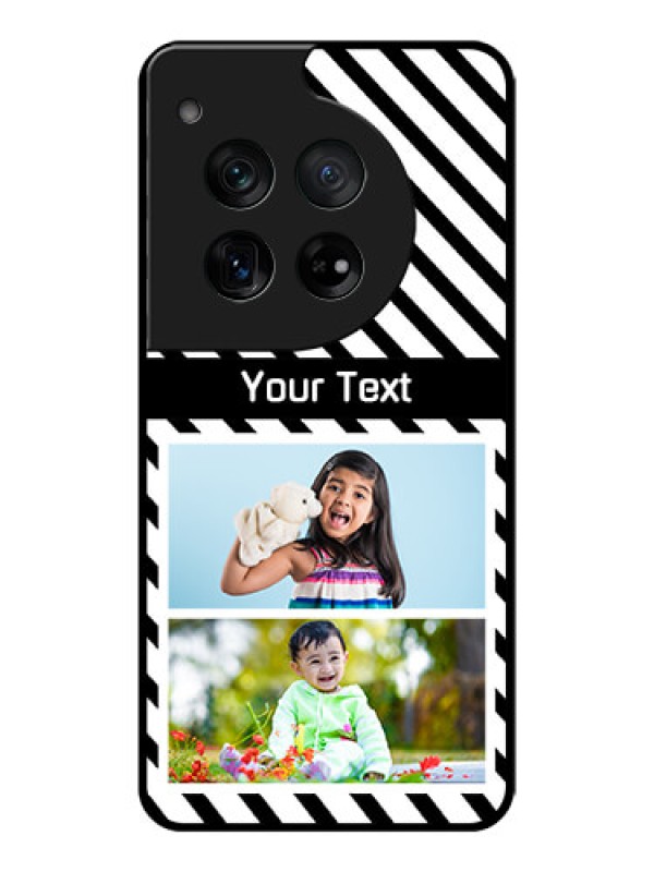 Custom OnePlus 12 5G Custom Glass Phone Case - Black And White Stripes Design