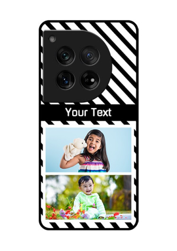 OnePlus 12 5G Custom Glass Phone Case - Black And White Stripes Design