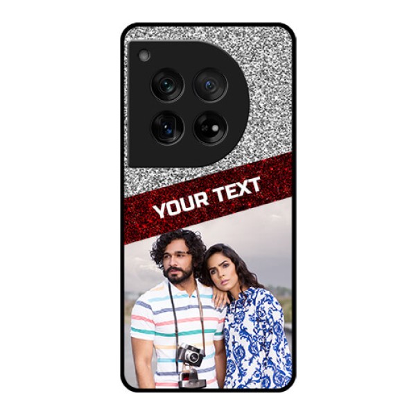 OnePlus 12 5G Custom Glass Phone Case - Image Holder With Glitter Strip Design