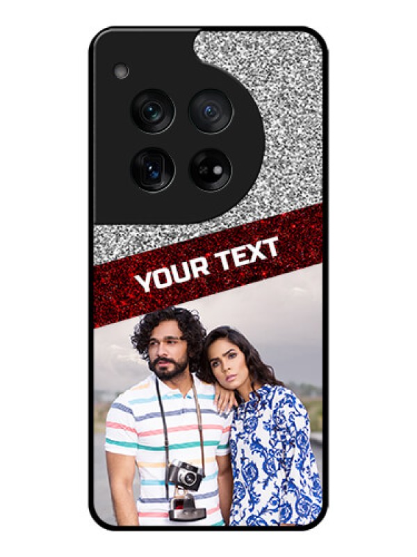 Custom OnePlus 12 5G Custom Glass Phone Case - Image Holder With Glitter Strip Design