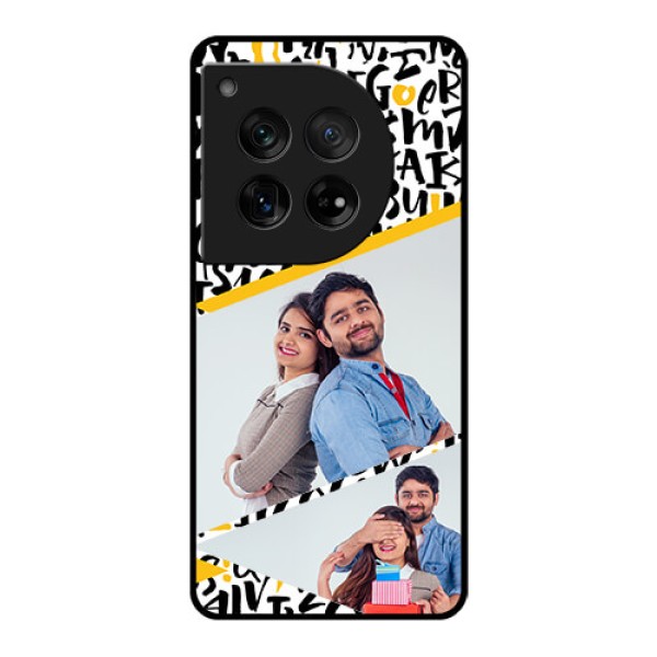 OnePlus 12 5G Custom Glass Phone Case - Letters Pattern Design