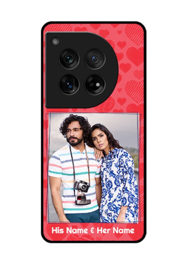 OnePlus 12 5G Custom Glass Phone Case - With Red Heart Symbols Design