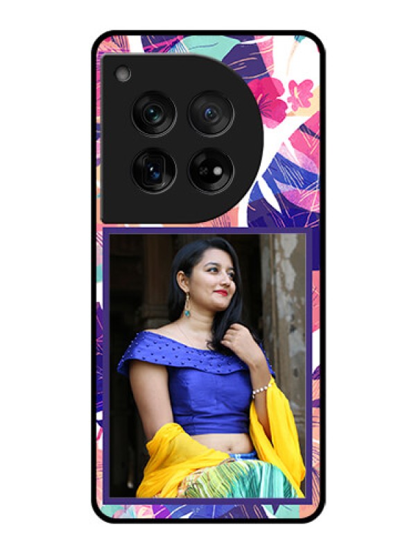Custom OnePlus 12 5G Custom Glass Phone Case - Abstract Floral Design