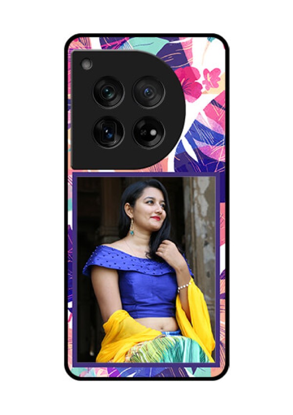 OnePlus 12 5G Custom Glass Phone Case - Abstract Floral Design