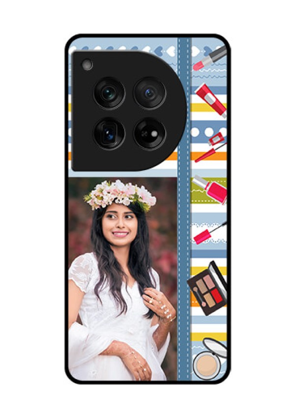 OnePlus 12 5G Custom Glass Phone Case - Makeup Icons Design